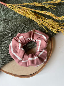 Mauve Striped Knit Scrunchie