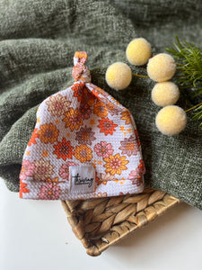 70's Floral Baby Knot Beanie