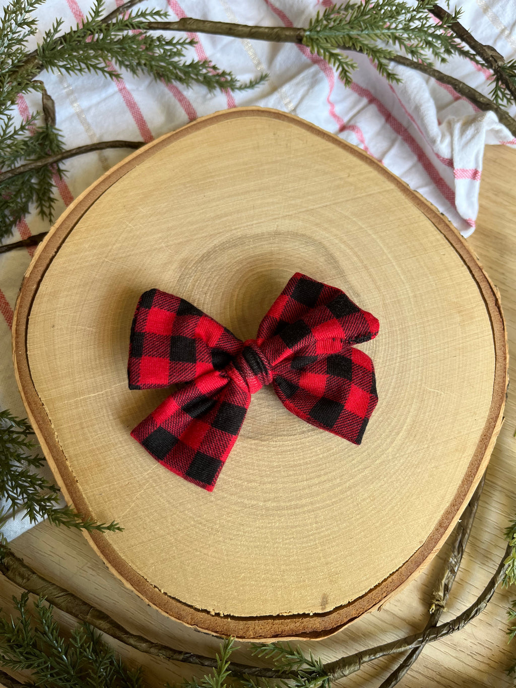 Red and Black Gingham Hair Bow
