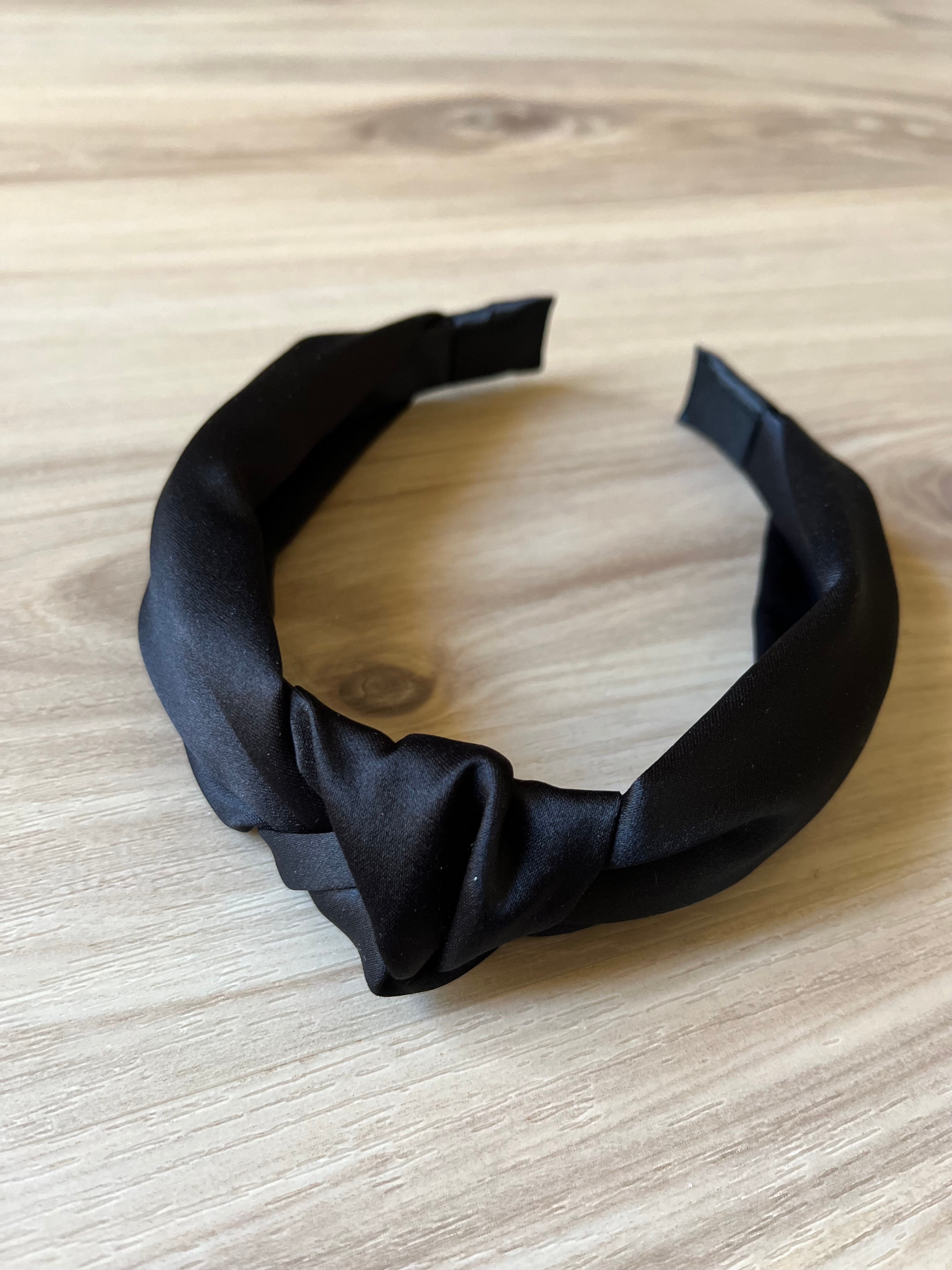 Black Silk Top Knot Hard Headband