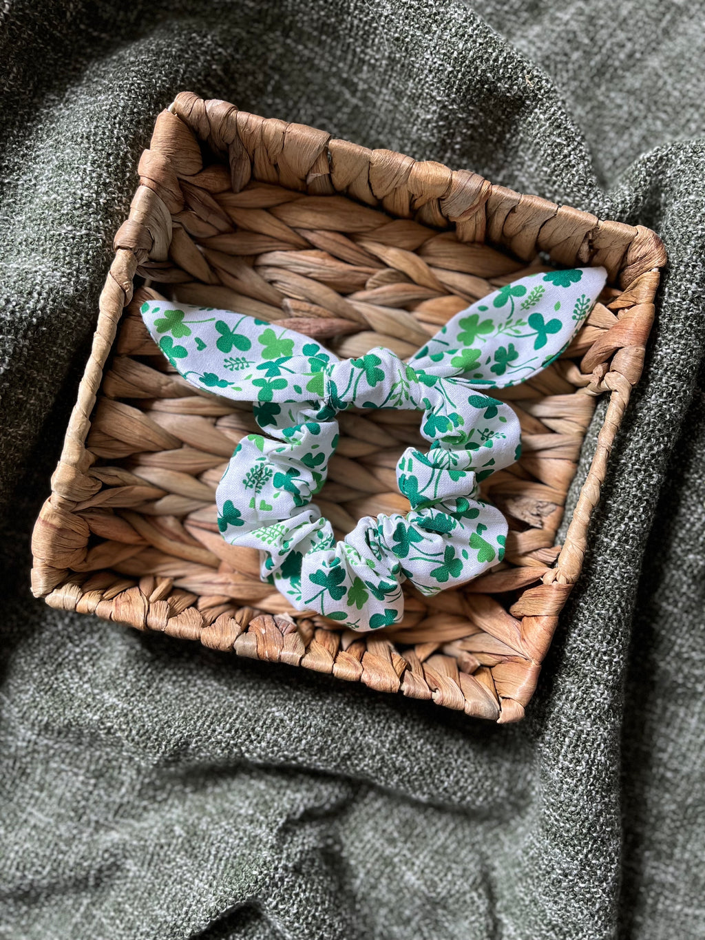 Lucky Shamrock Scrunchie with Bow