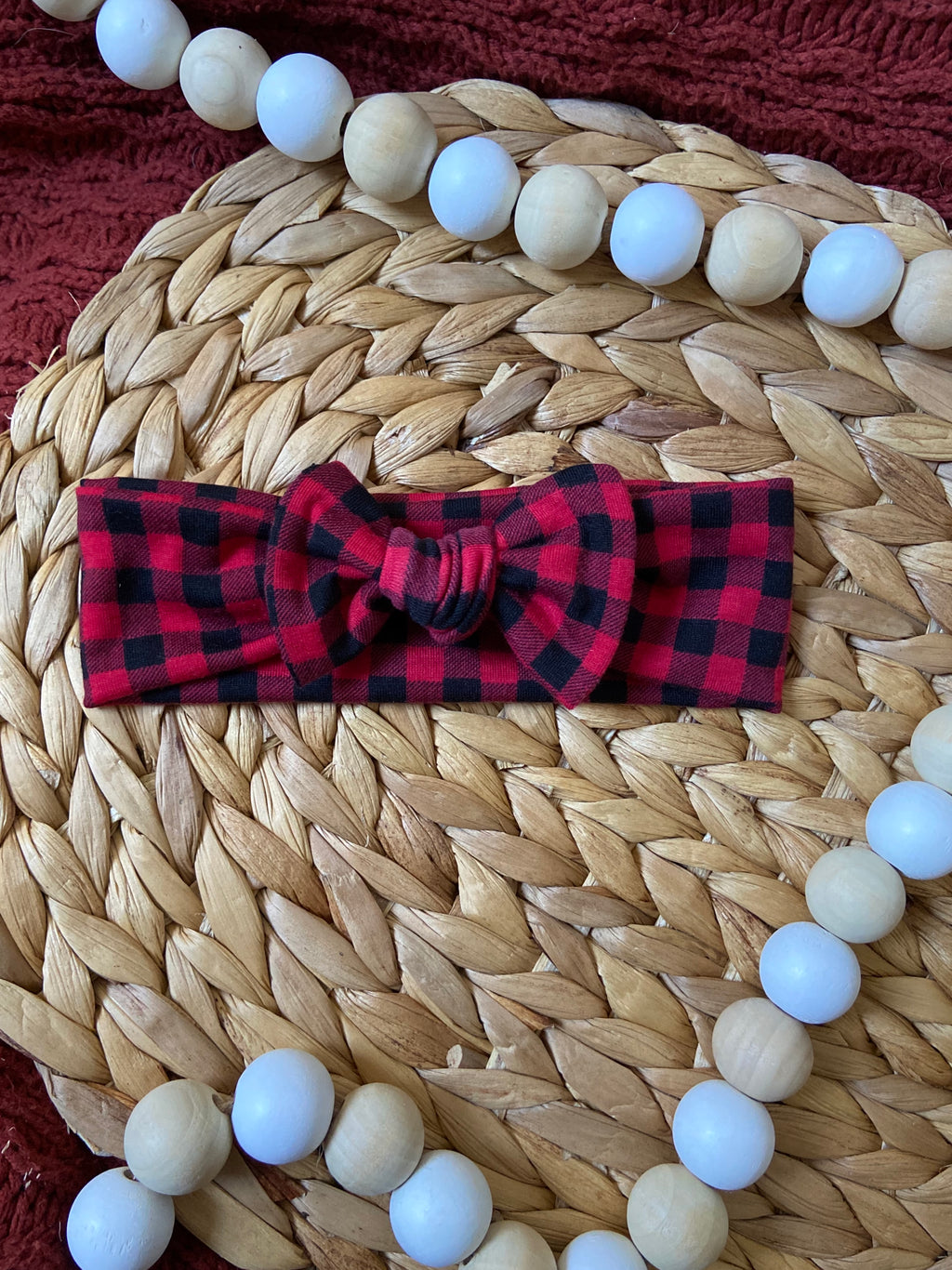 Red and Black Checkered Baby Bow