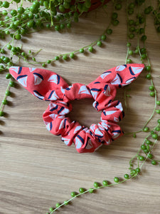 Coral Sailboat Scrunchie with Bow